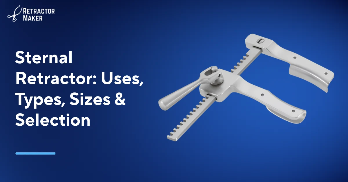 مُبعِد قص معروض على لافتة باللون الأزرق الفاتح تحمل علامة Retractor Maker.