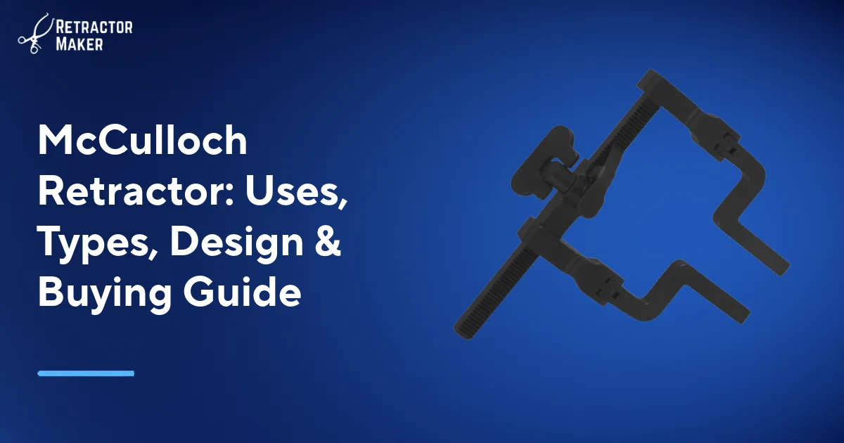 McCulloch retractor shown on a light blue Retractor Maker banner.