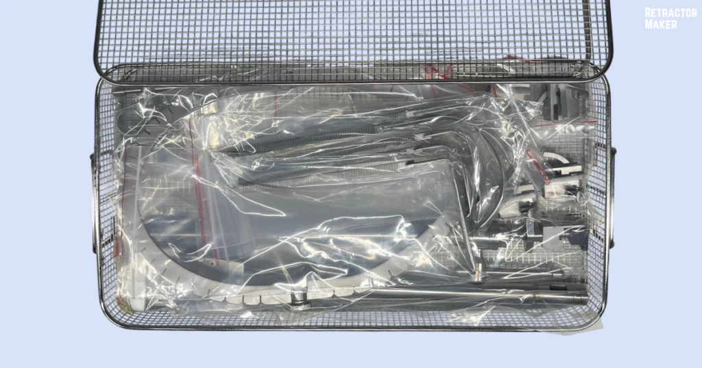 Bookwalter Gyn Retractor components in the sterilization box