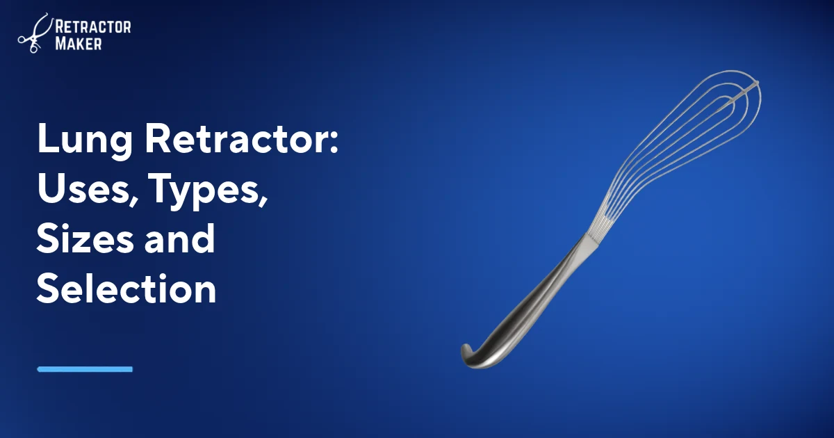 Lungenretraktor auf einem hellblauen Banner von Retractor Maker.